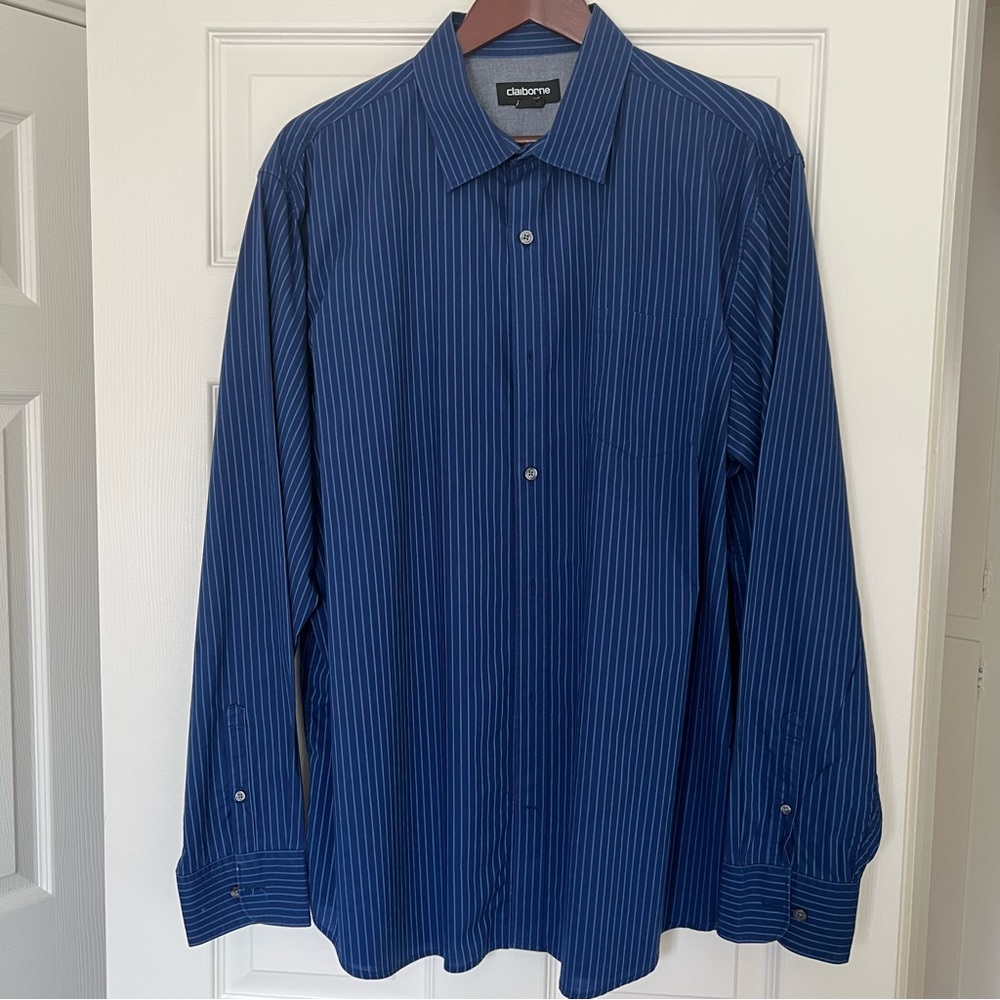 Claiborne blue stripped button down Dress Shirt